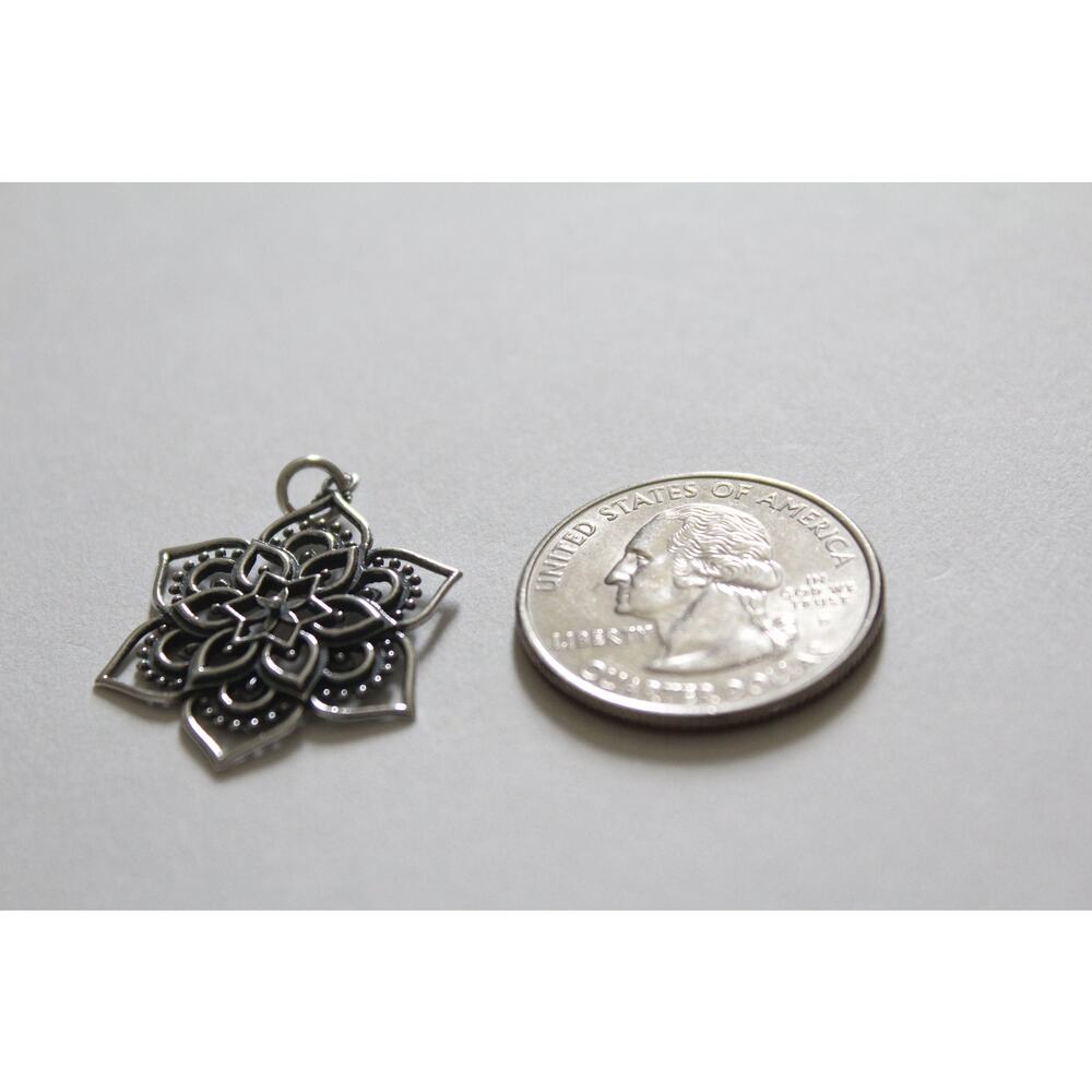 Sterling Silver Openwork Lotus Pendant, Silver Openwork Lotus Pendant View 4